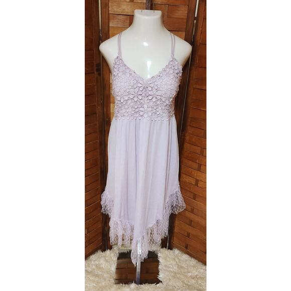 Davi & Dani New Lilac Crochet Lace Overlay Cocktail Dress Size 1XL With Pockets - Picture 2 of 5